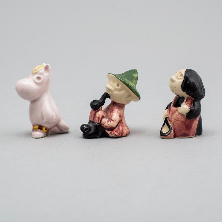 SIGNE HAMMARSTEN-JANSSON, muminfigurer 9 st, keramik, Arabia 1950-tal.