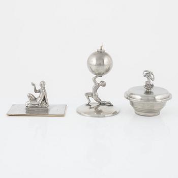 Tin, 3 parts, including CG Hallberg, 1930s.