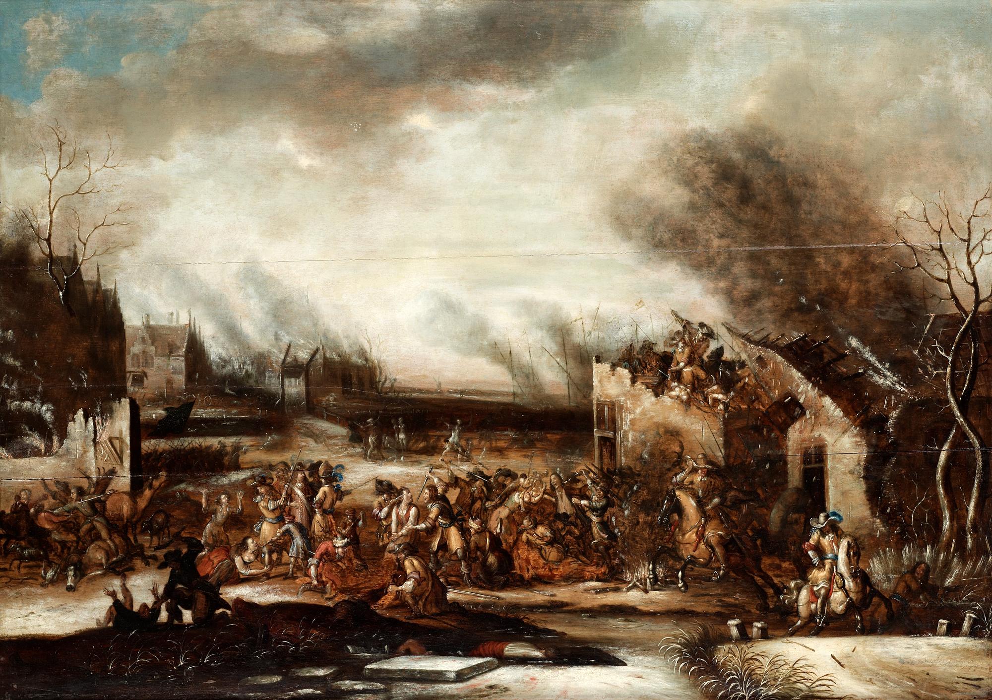 JOOST CORNELISZ DROOCHSLOOT, olja på pannå, signerad och daterad 1674.