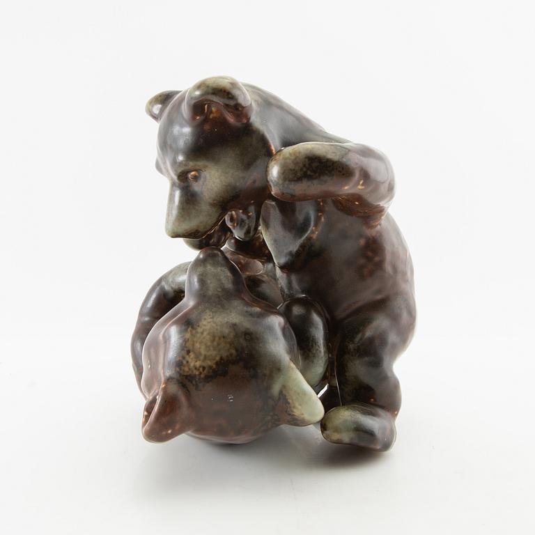 Karl Grössl figurine Playful Bears Rörstrand stoneware.