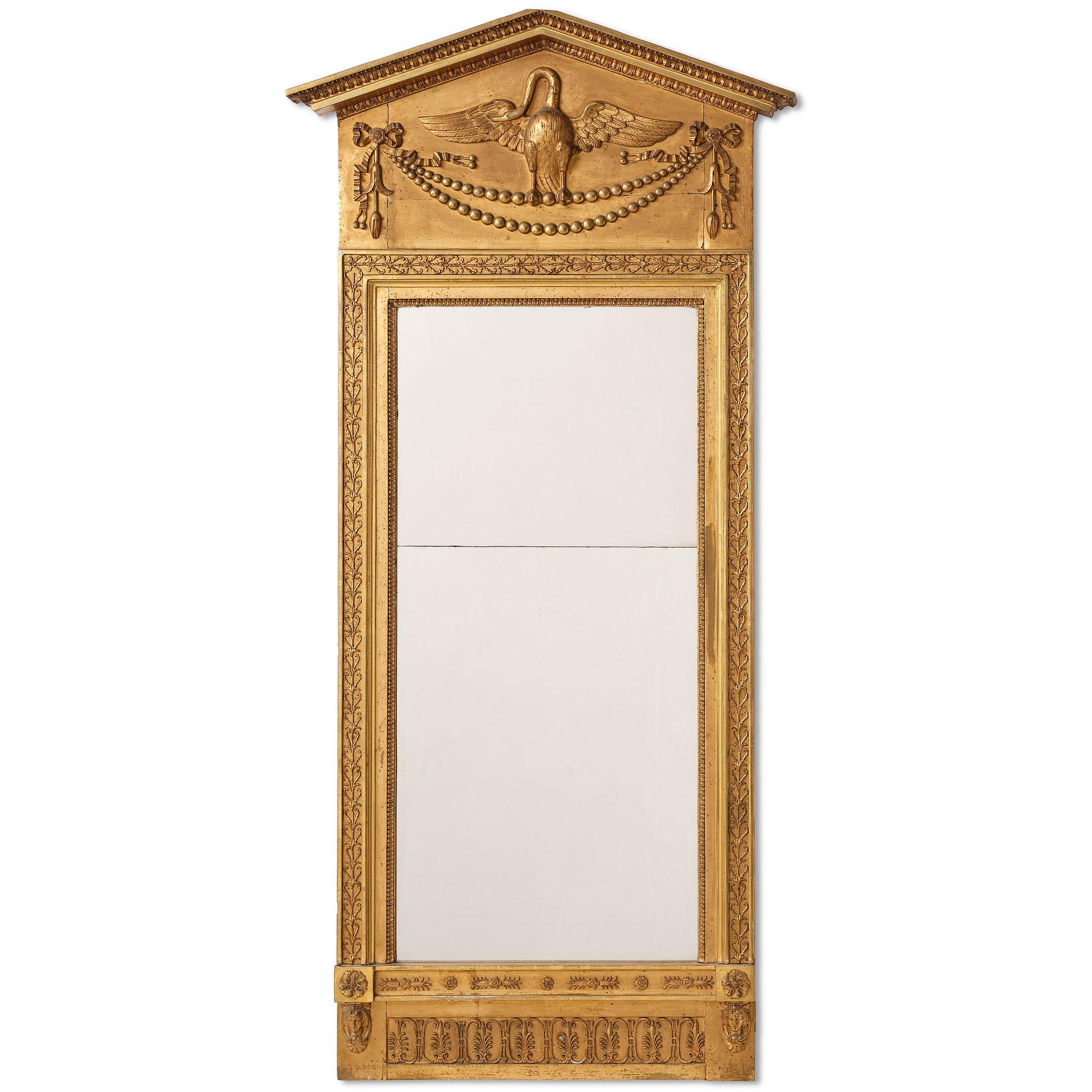A late Gustavian giltwood mirror, Stockolm circa 1800.