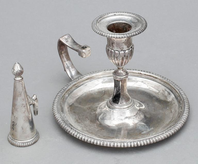 NATTLJUSSTAKE, silver, London 1809. Vikt ca 375 gram.