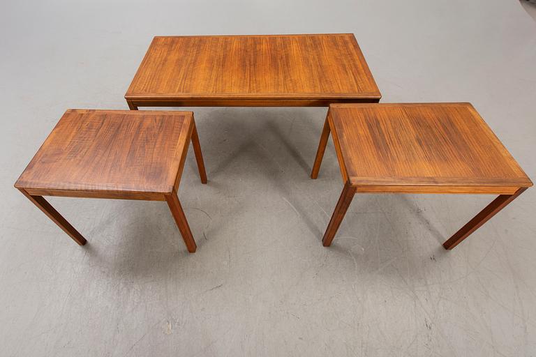 Sven Engström & Gunnar Myrstrand, a set of three teak coffee tables "Kaskad" Tingströms 1960s.