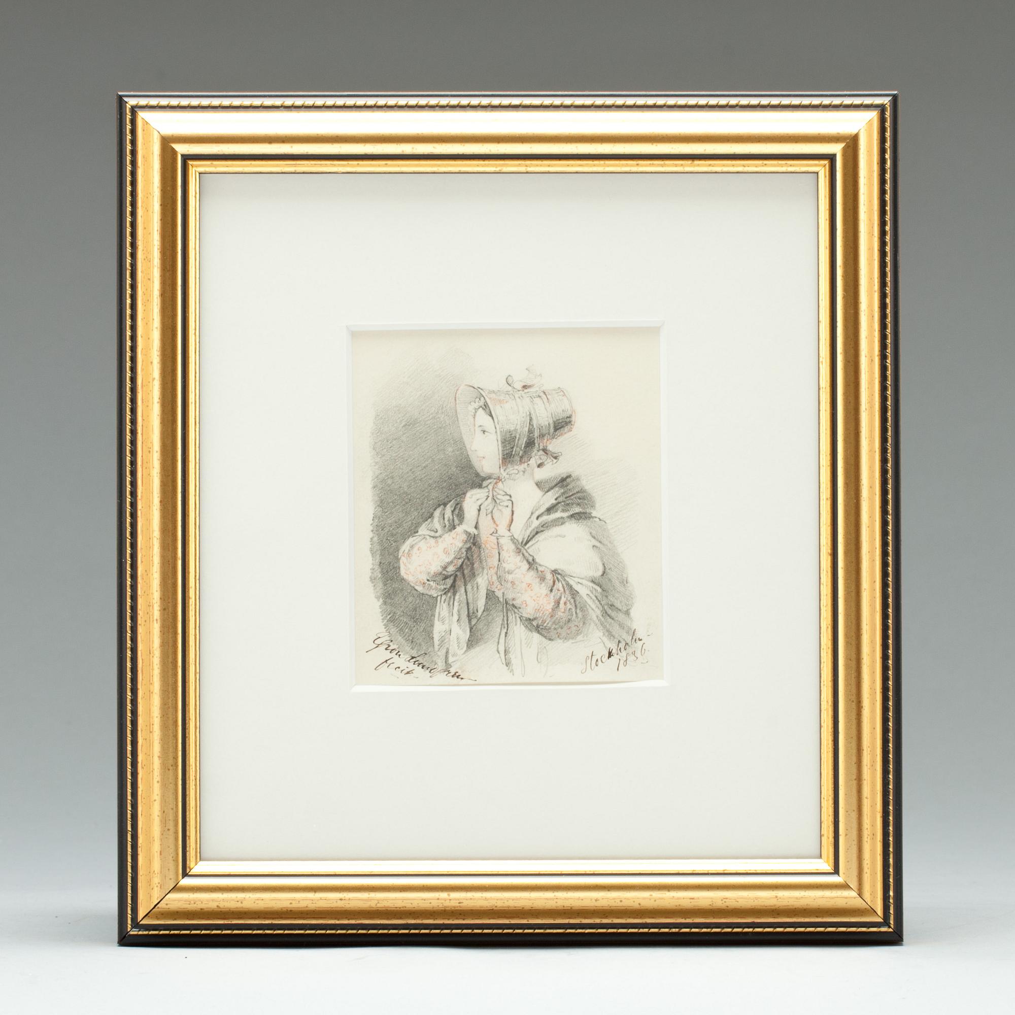 EGRON LUNDGREN, teckning. Signerad och daterad, Stockholm 1836.
