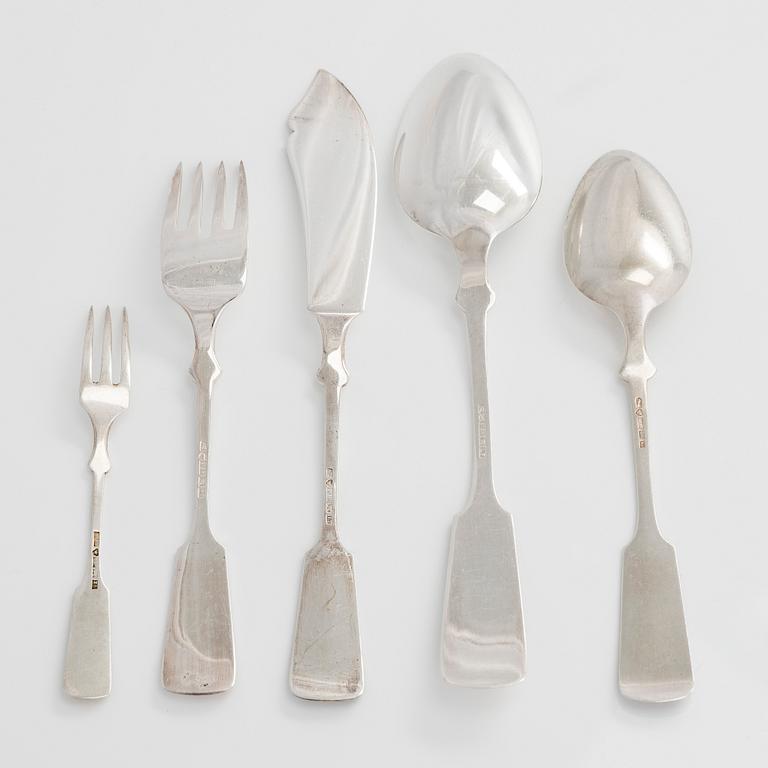 A 32-piece silver cutlery set, 
Shell-decor, Helsinki, Hämeenlinna, and Turku, 1949-72.