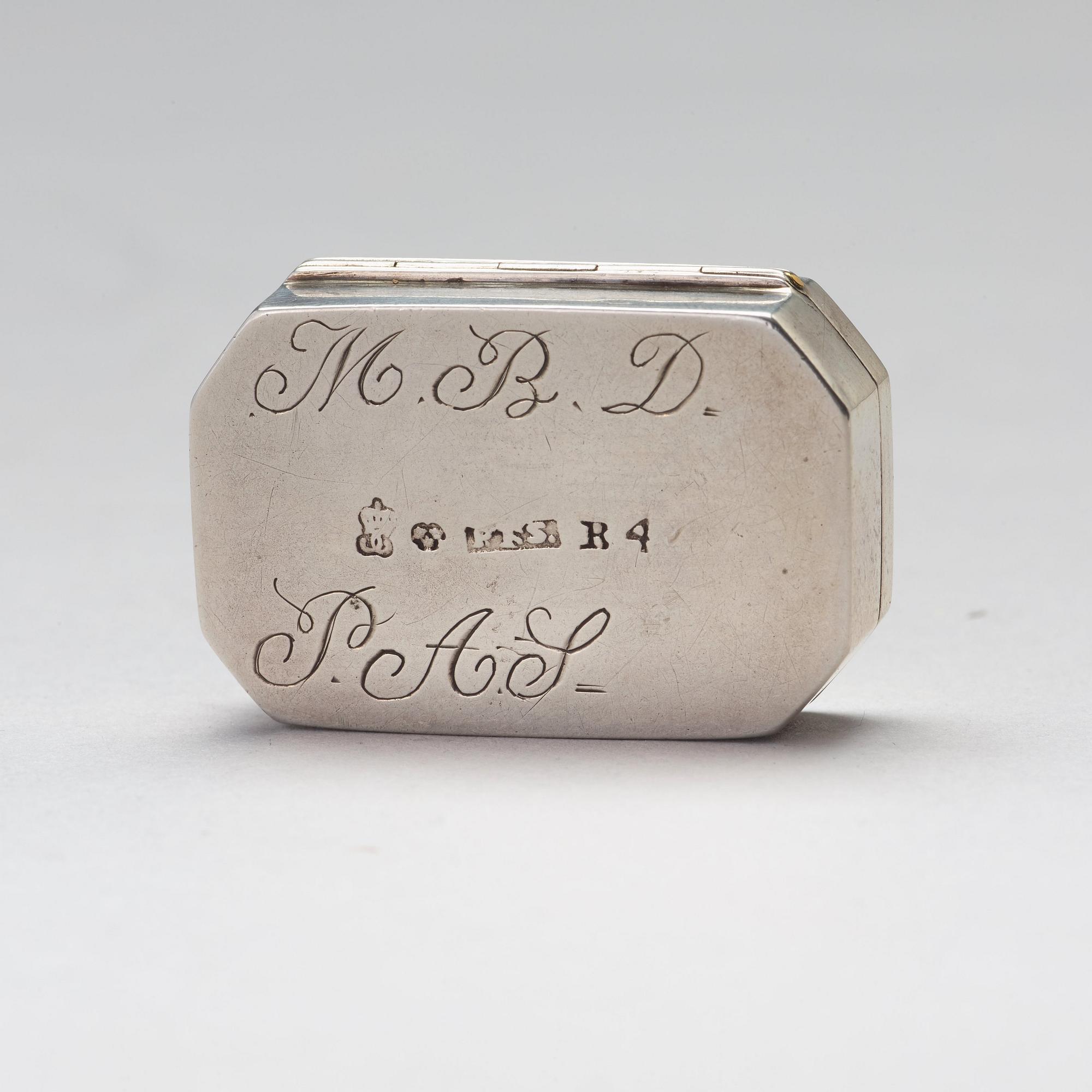 Petter Fredrik Sundberg, luktdosa, silver, Karlskrona 1832.