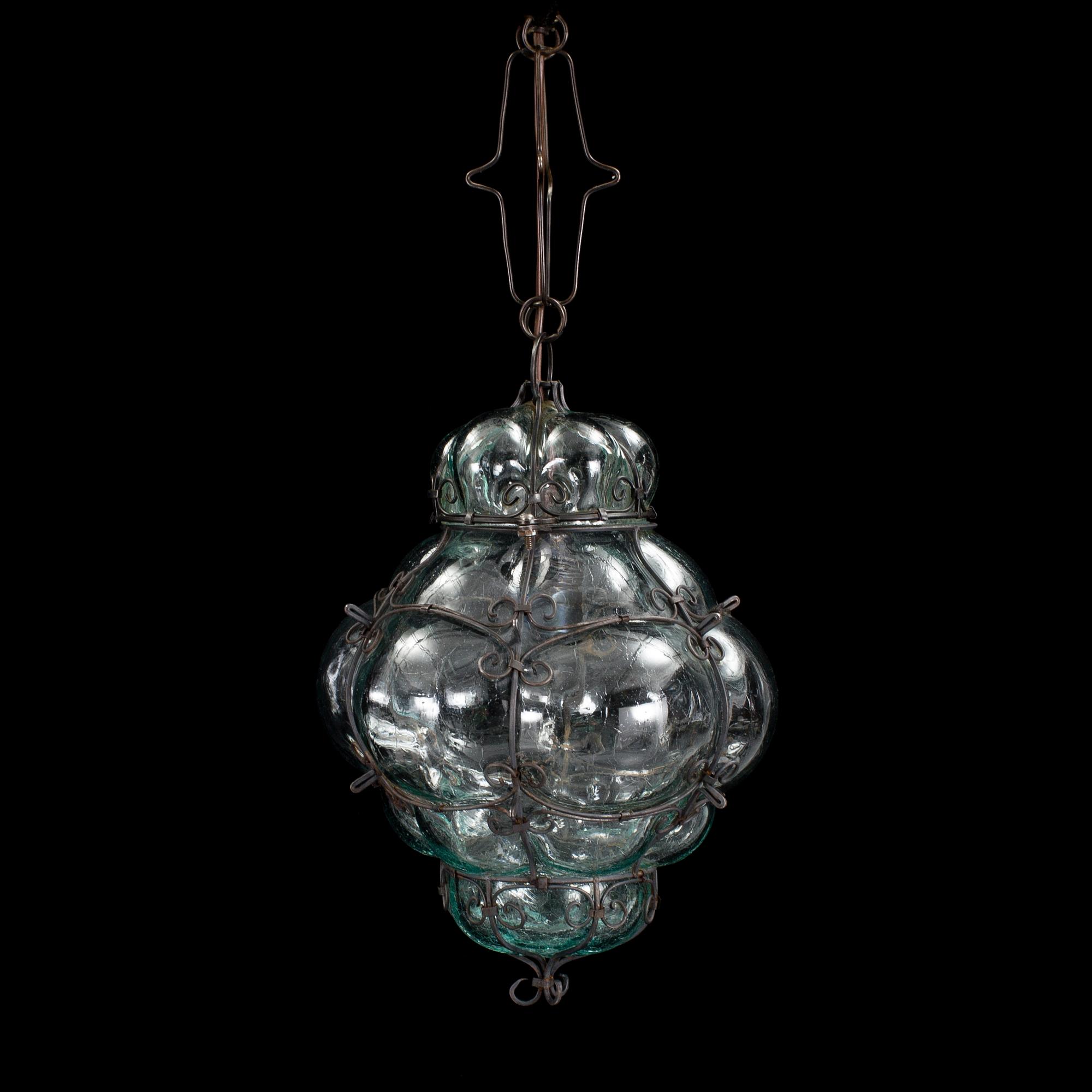 A ceiling glass lamp, Skansens glassworks, mid 20th century.