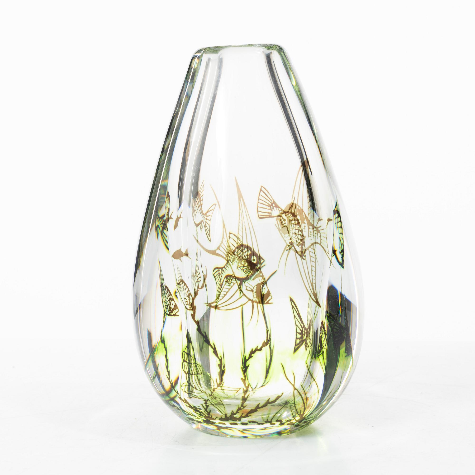 Edward Hald, a 'fiskgraal' vase, Orrefors, Sweden, signed.