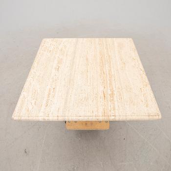 A late 20th century travertin coffee table.