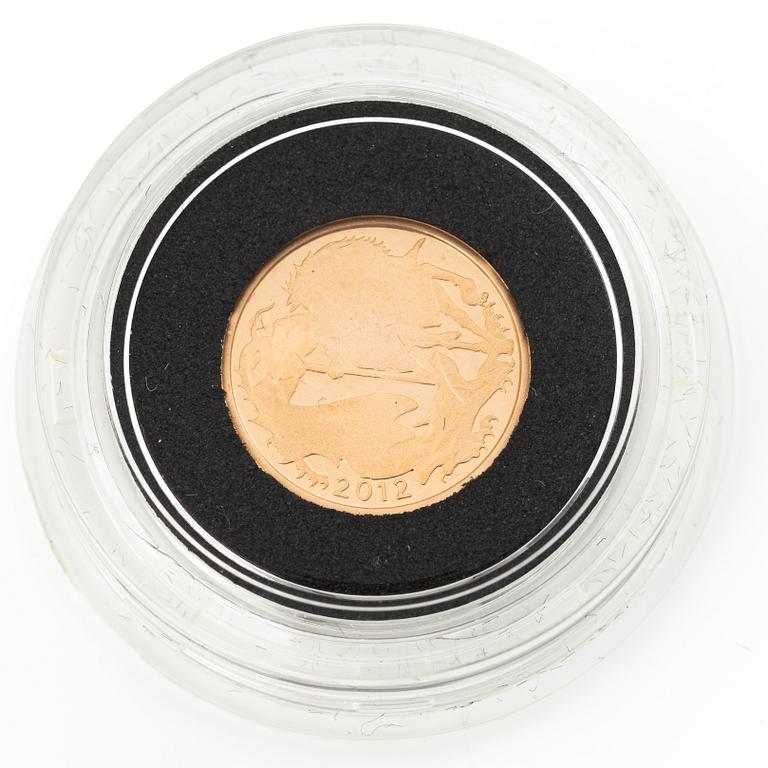 Gold coin, Great Britain, Elizabeth II, Quarter Sovereign, 2012.