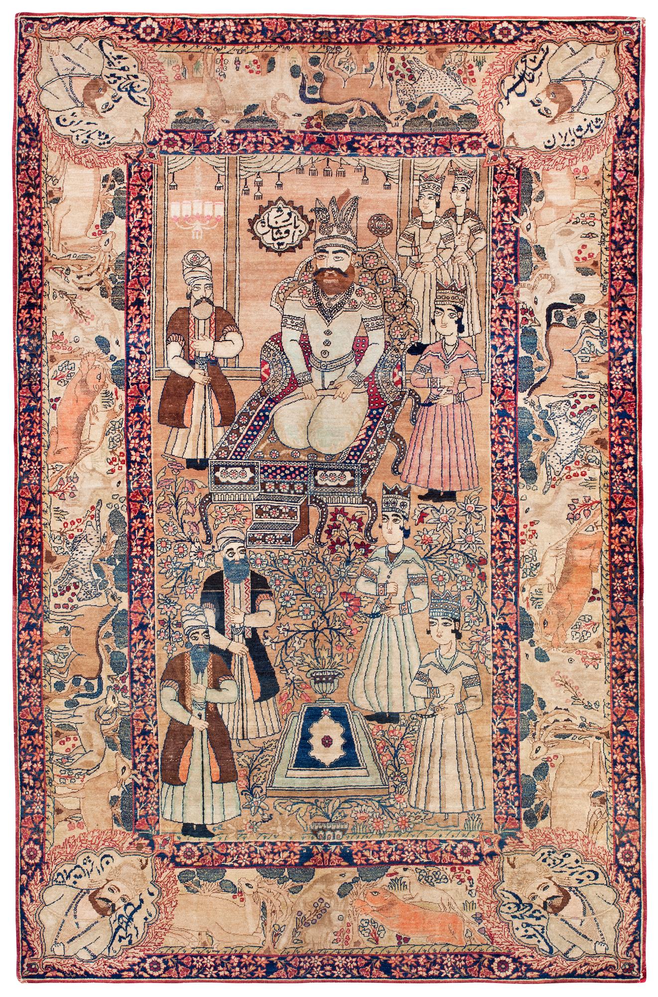ANTIK KIRMAN LAVER FIGURAL. 212,5 x 135,5 cm.