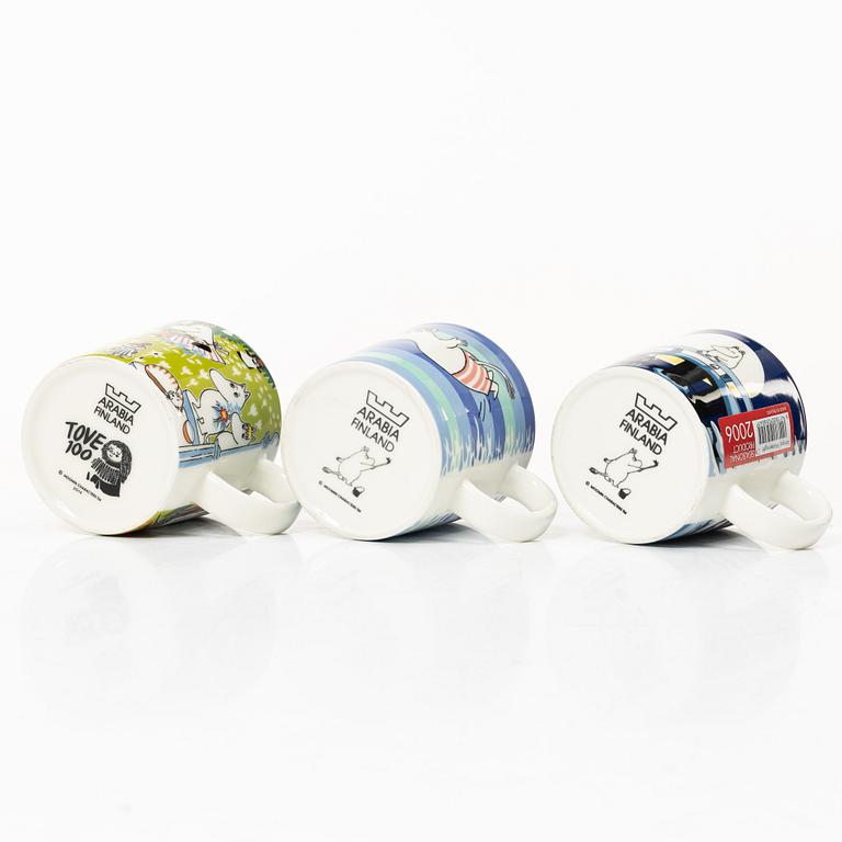 Arabia, three Moomin mugs, Finland, 2006-14.