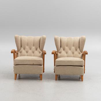 A pair of Swedish Modern armchairs, 1940's.