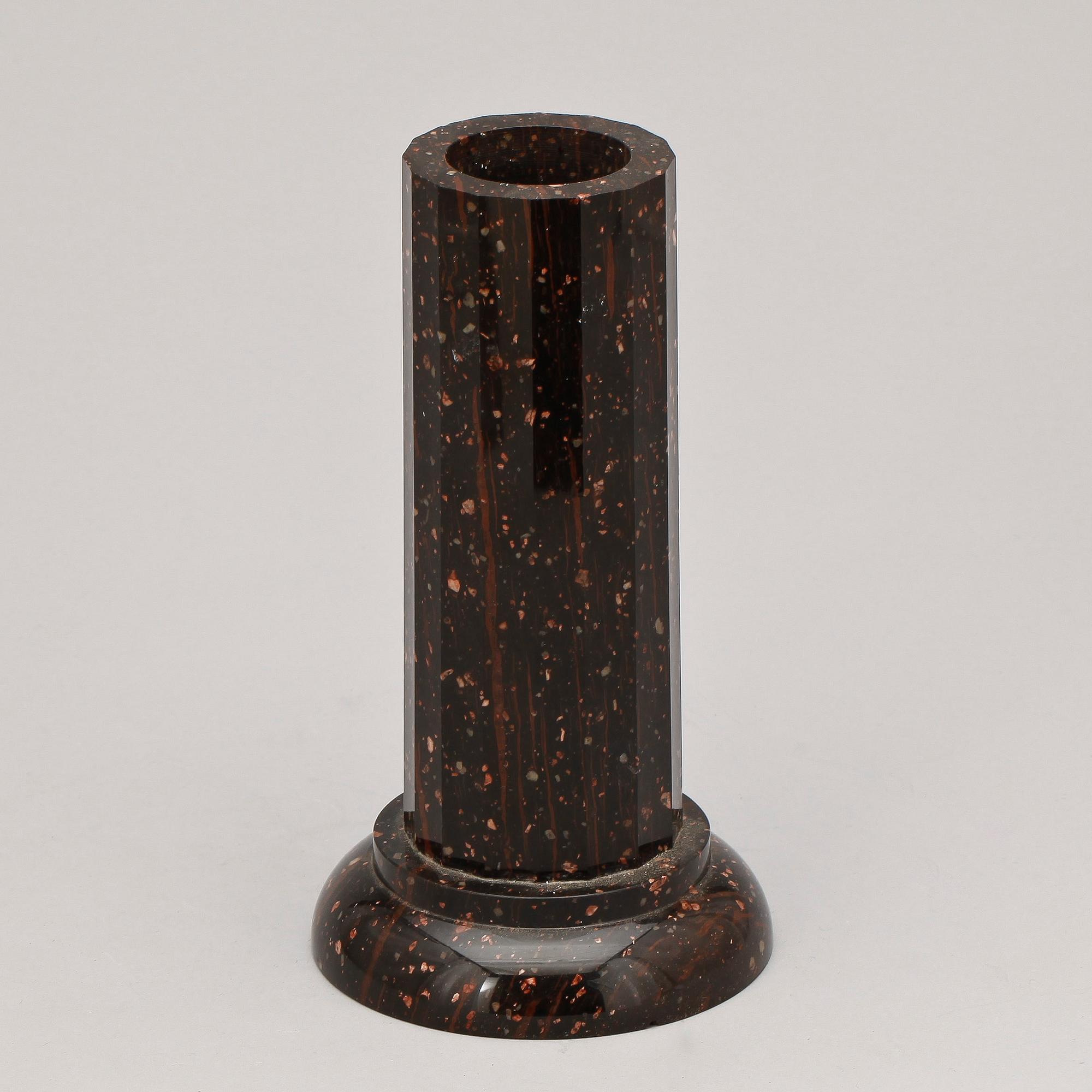 KOLONNLJUSSTAKE, porfyr, 1800-tal.