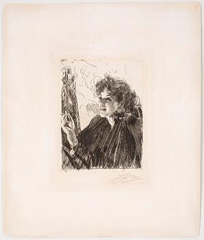 Anders Zorn · ANDERS ZORN, etsning, utförd 1891, signerad i blyerts.