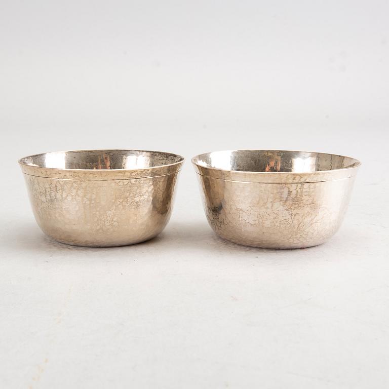 A set of two Swedish 20th century silver cups mark of Borgila Stockholm 1972, total weight ca 182 gr.