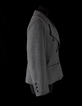 A grey wool jacket by Yves Saint Laurent.