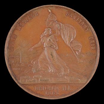 MEDALJ, Brons, "North Western Sanitary Fair", 1865.
