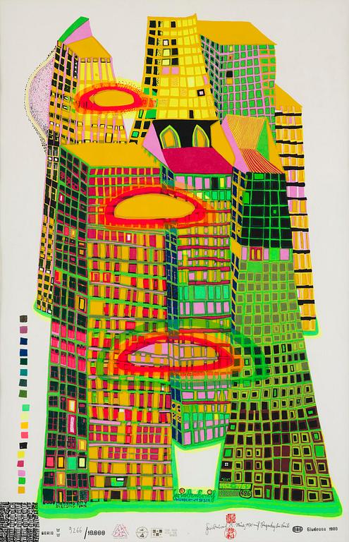 Friedensreich Hundertwasser, 'Good Morning City - Bleeding Town'.