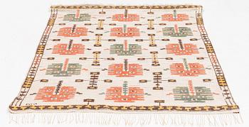 Märta Måås-Fjetterström, a drape, 'Daggkåpan med rött',  flat weave, c 183 x 112 cm, signed MMF.