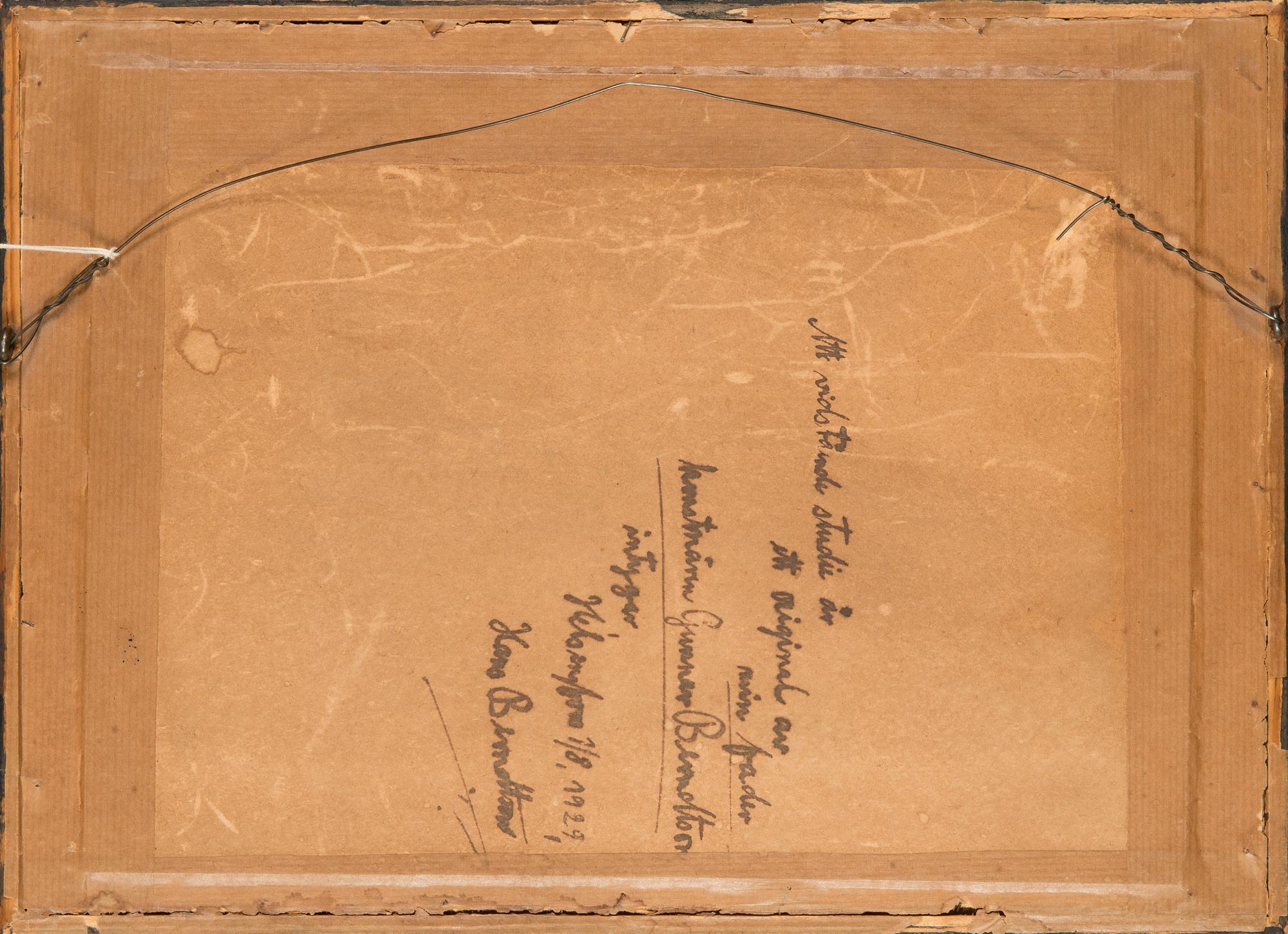 Gunnar Berndtson, a pencil drawing, unsigned, certificate a tergo.