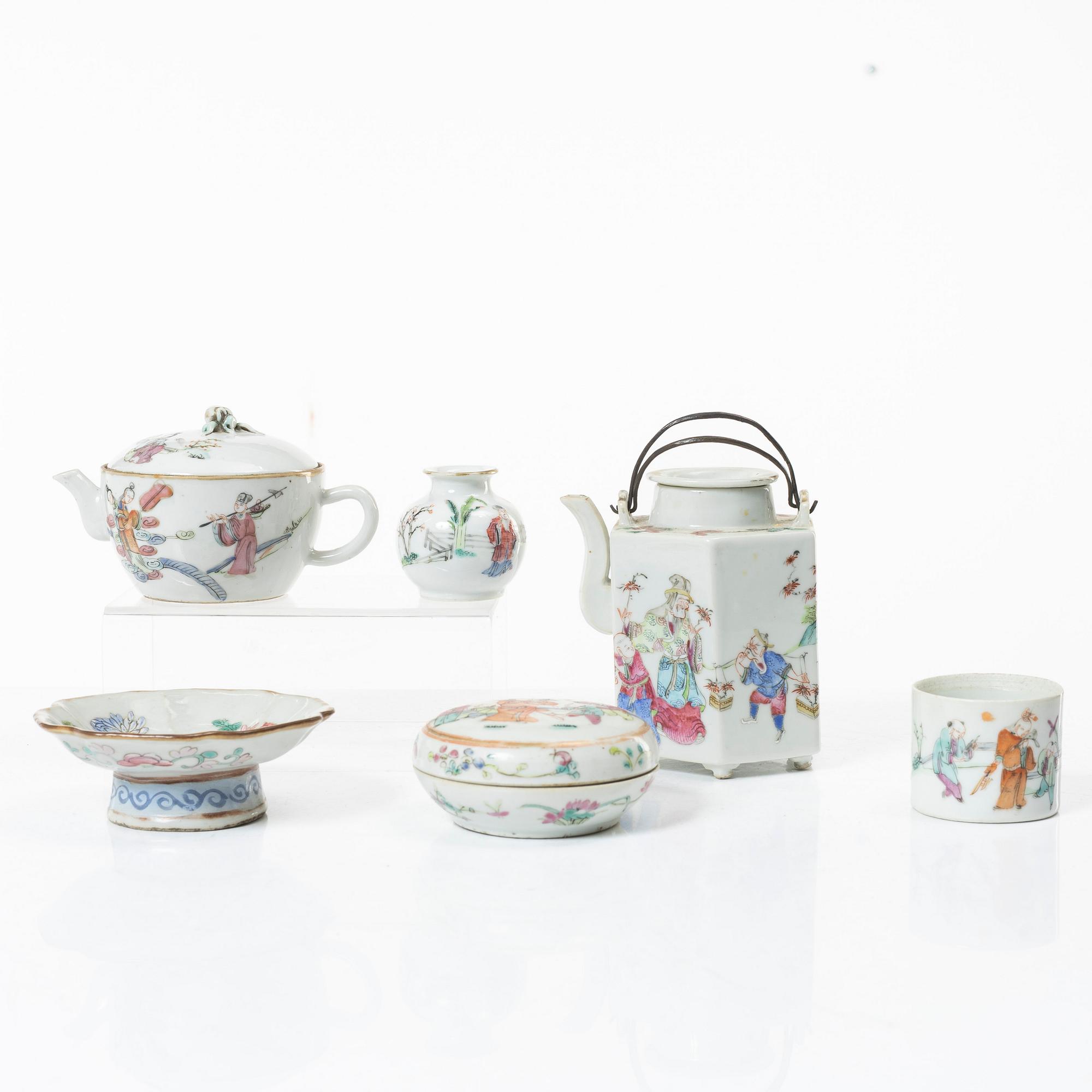 Servisdelar, 6 st, porslin, Kina, 1900-talets början.