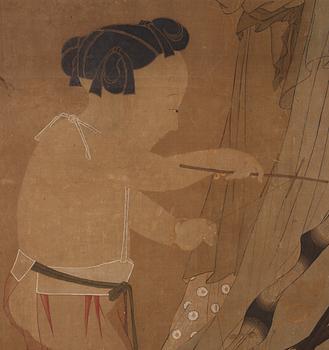 A large scroll painting by anonymous artist, ink and colour on silk, Qing dynasty, 18th century.