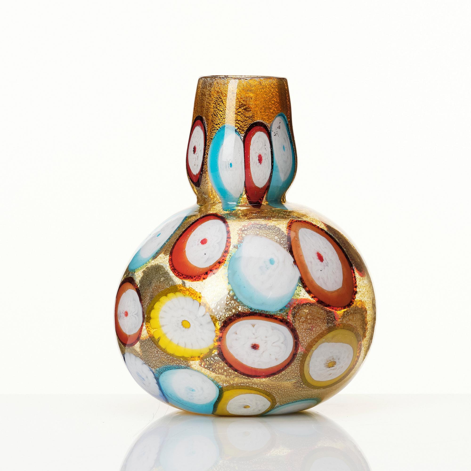 Giulio Radi,  a glass vase 'Reazione policrome', Ed A.Ve.M, Murano Italy 1950-60s.