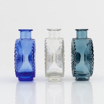 Helena Tynell, three glass 'Sun bottle', Riihimäen Lasi Oy. In production 1964-1974.