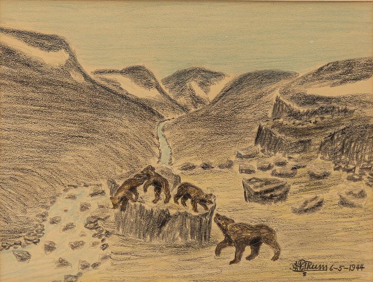 Nils Nilsson Skum, Bears by the mountain stream.