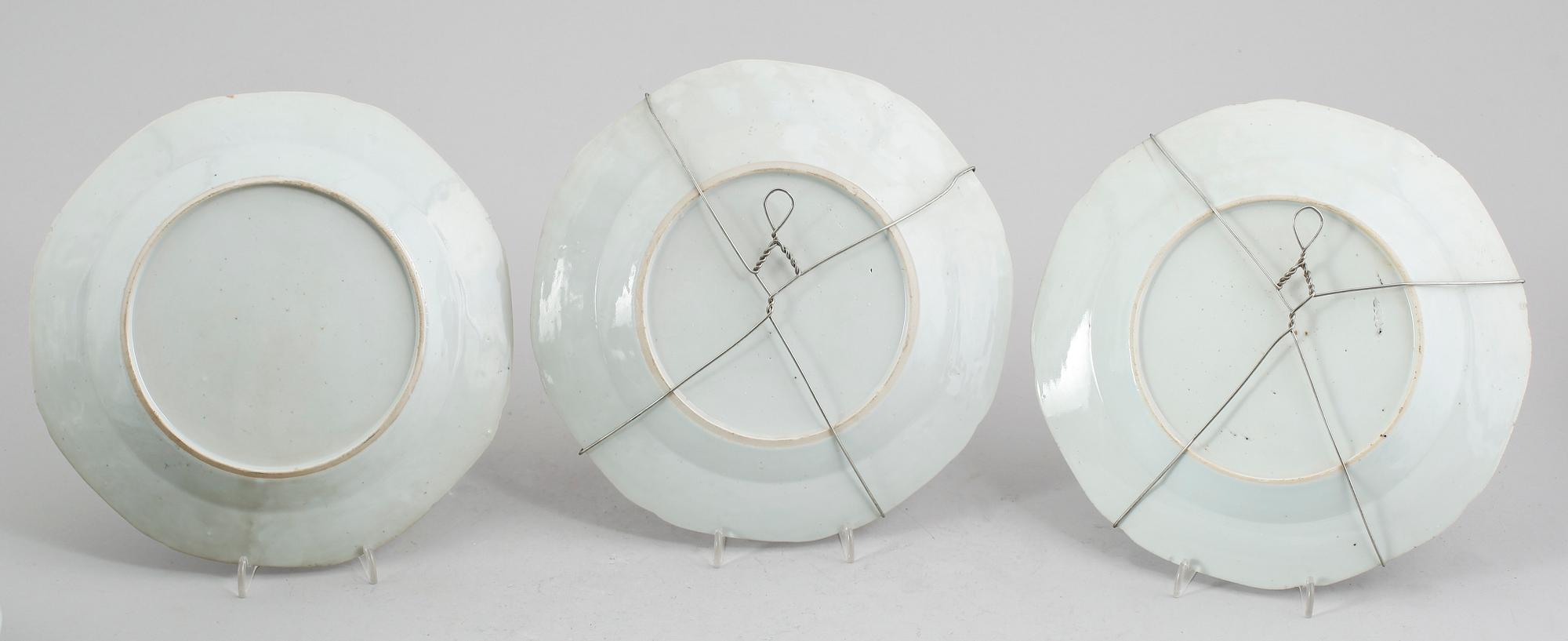 TALLRIKAR, 3 st, Kina, 1700-tal.