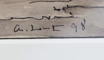 OKÄND KONSTNÄR, lavering, monogramsignerad och daterad 98.