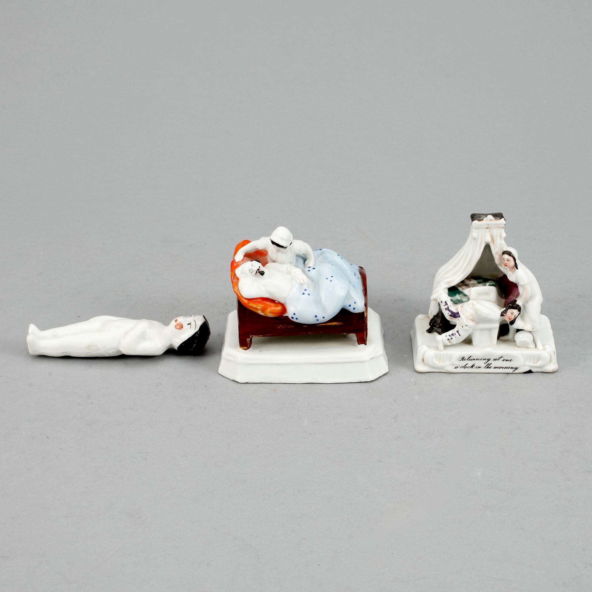 FIGURINER 3 st, Porslin, England, 1800-1900-tal.