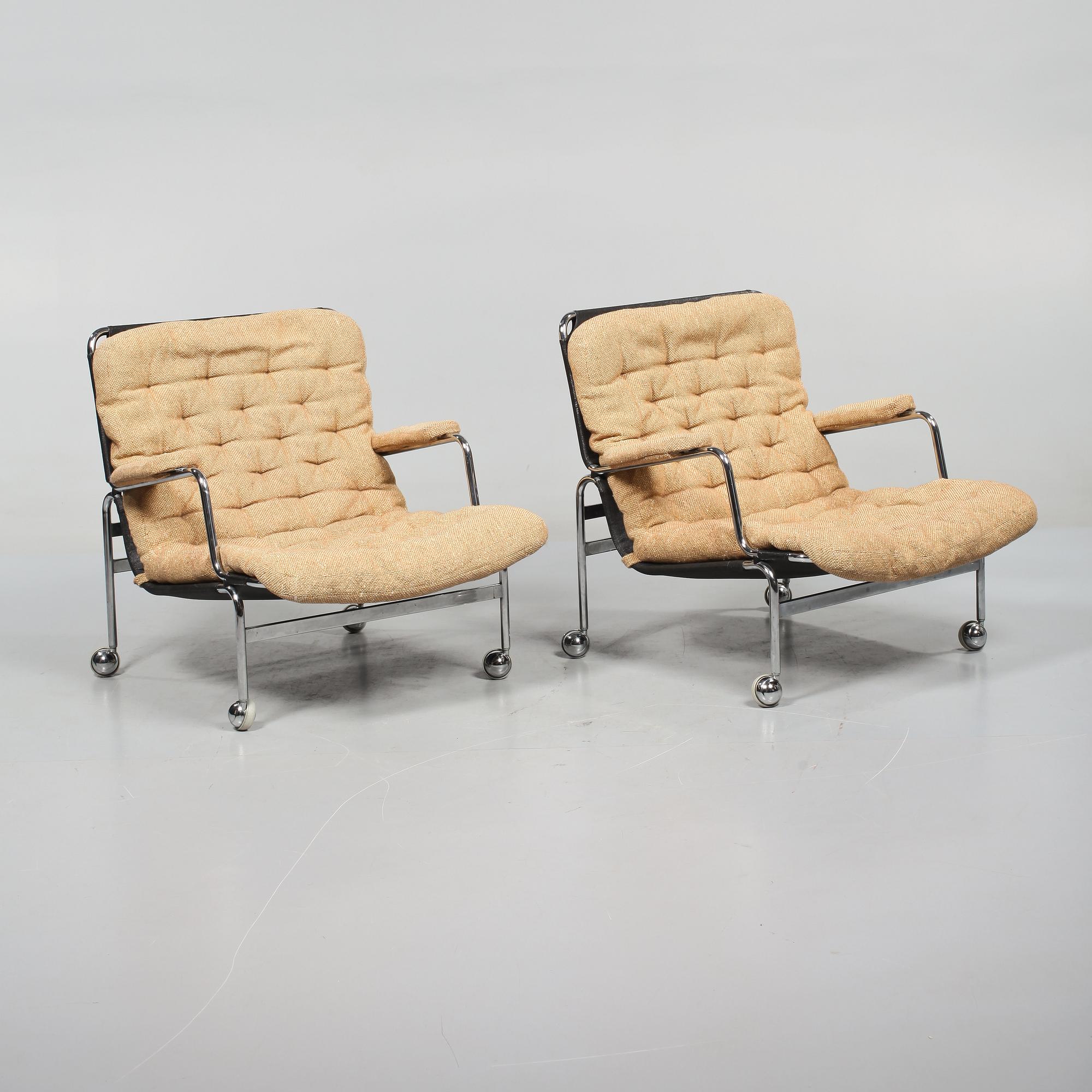 FÅTÖLJER, ett par, "Karin", Bruno Mathsson, Dux, 1900-talets andra hälft.