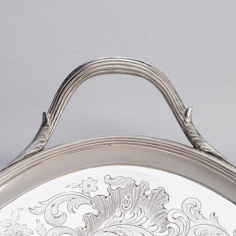 An English 18th century silver tray, mark of John Crouch I & Thomas Hannam, London 1791.