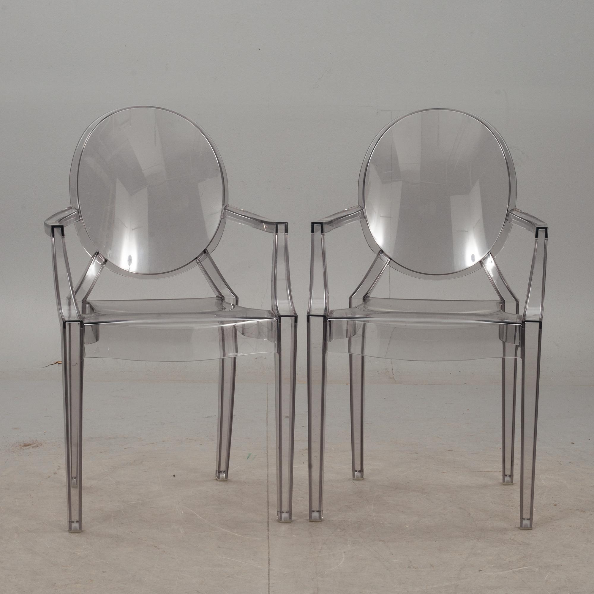 KARMSTOLAR, ett par, "Louis Ghost", Philippe Starck för Kartell.