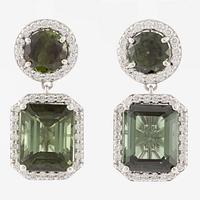 Earrings 18K white gold with green tourmalines and brilliant-cut diamonds.