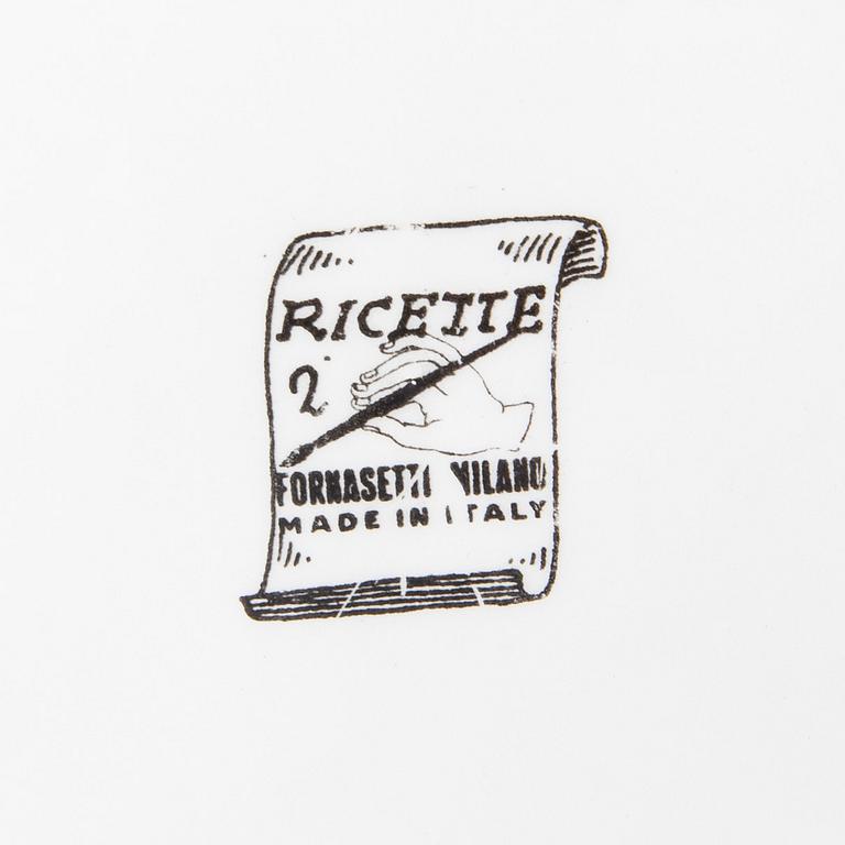 Piero Fornasetti, tallrikar 19 st "Ricette", Italien 1900-talets mitt.