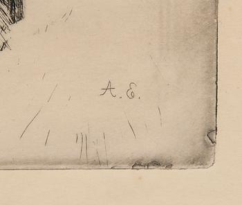 ALBERT EDELFELT, etsning, plåtsignering.