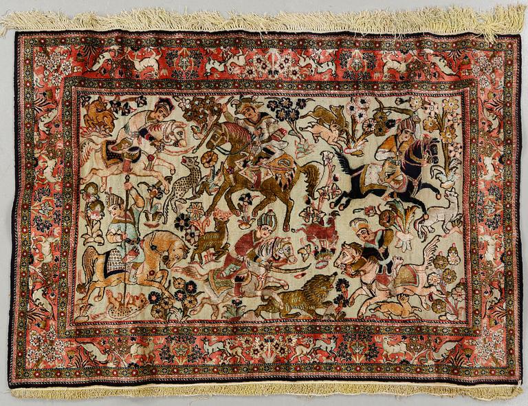 A Ghom souf rug, silk, 155 x 107 cm.