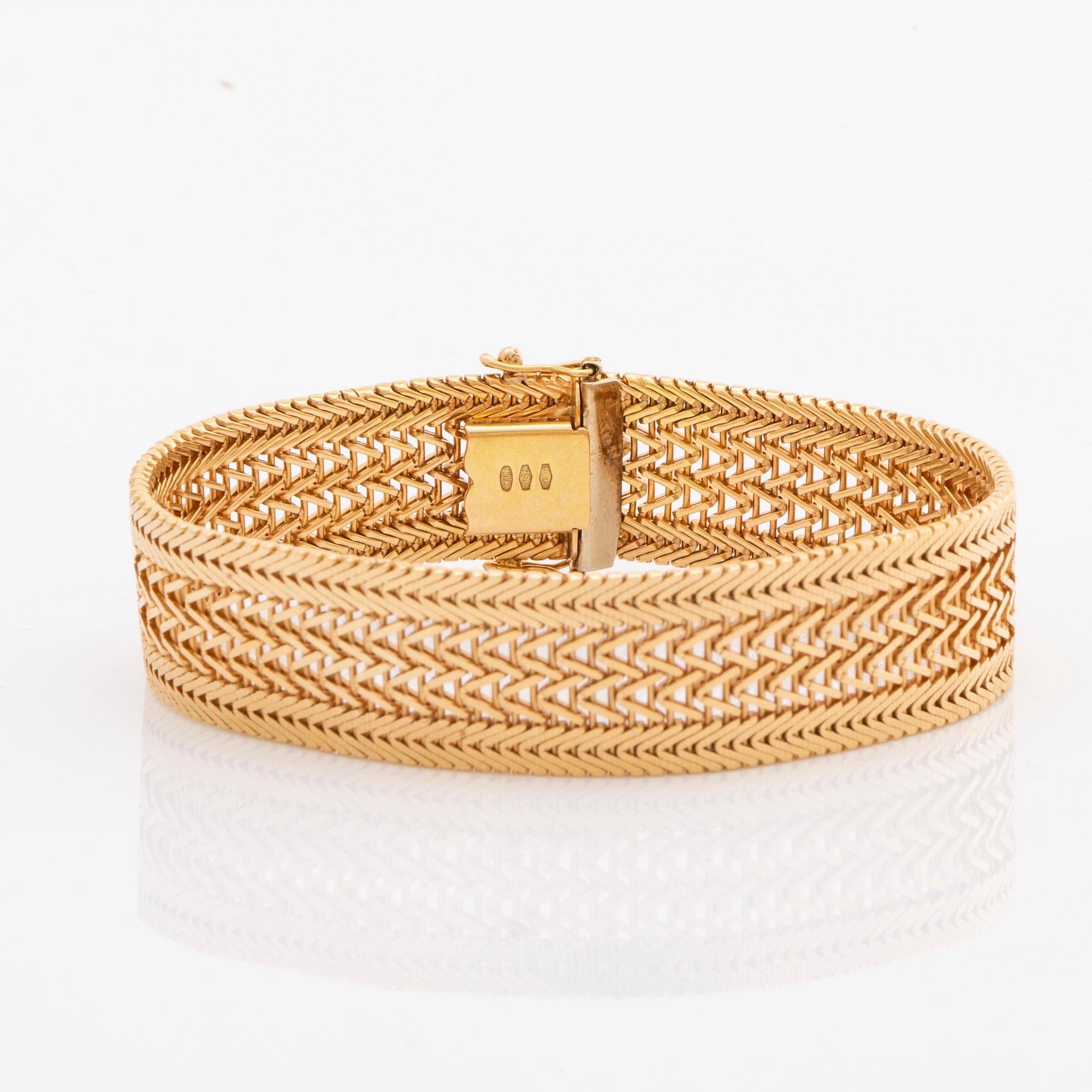 GOLD BRACELET 18K gold, 43,0 g, approx 18 x 1,5 cm.