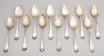 MATSKEDAR, 12 st, silver, Johannes Wållers, Linköping 1851/52. Vikt ca786 g.