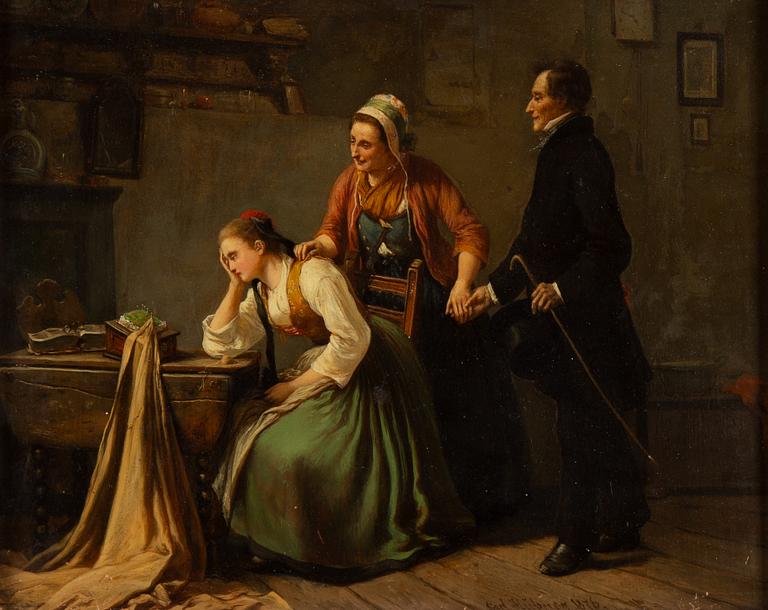 Carl Wilhelm Hübner, oil on panel, signed and dated 1876.