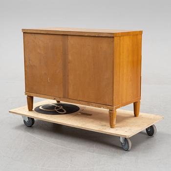 An elm wood veneered dresser, mid 20th Century.