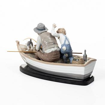 Salvador Furió, figurine, "A fishing lesson", and "A father's pride", Lladró, Spain.
