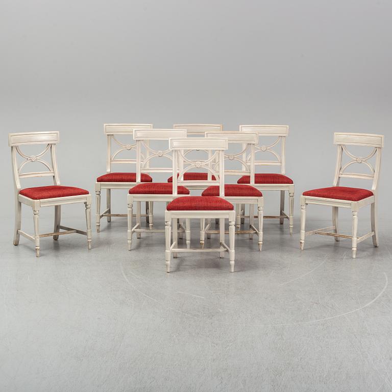 Eight late 20th century Gustavian style chairs.