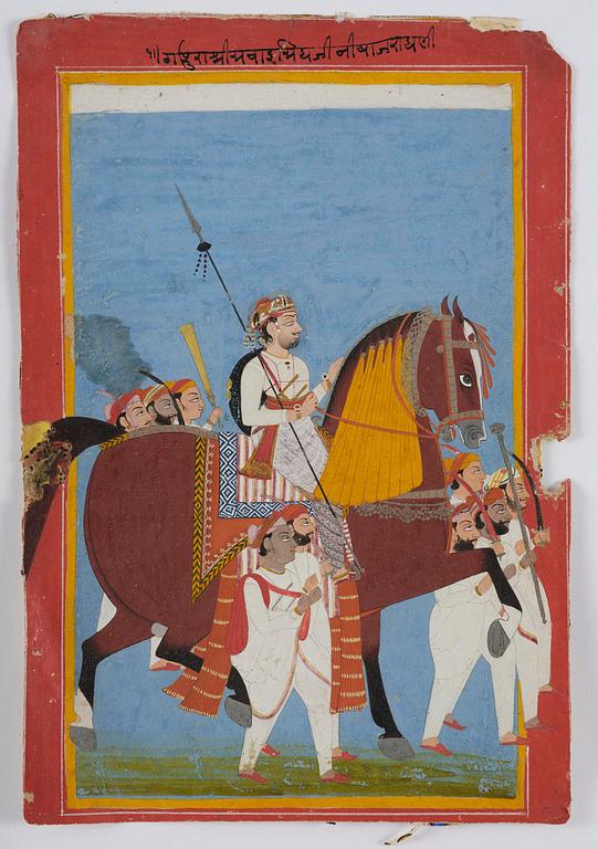 Three Moghul paintings/album leafs, 19th century and early 20th century.