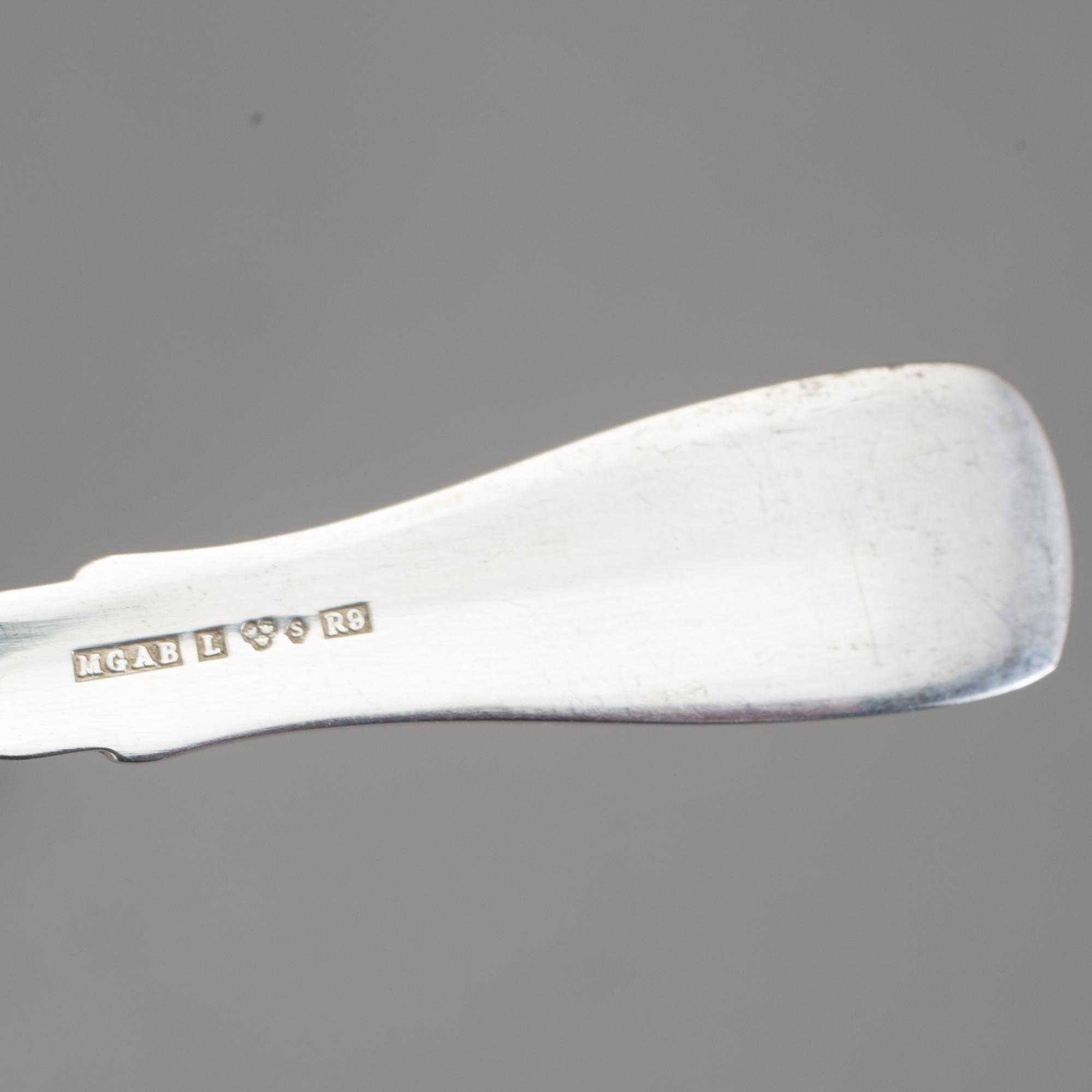 KAFFESKEDAR, 14 st, silver, modell Uppsala, MGAB, 1960-tal. Total vikt ca 212 g.