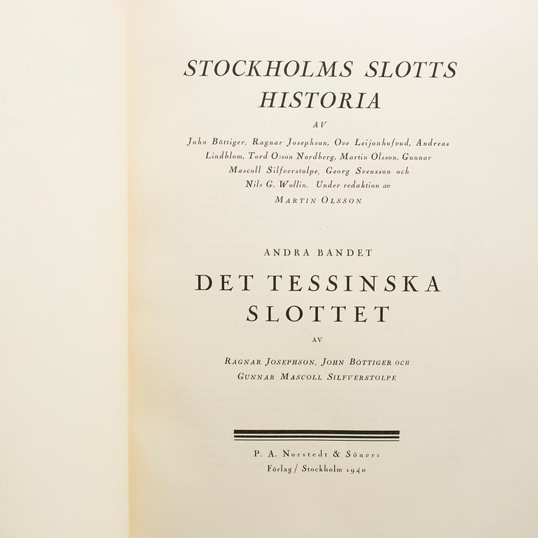 MARTIN OLSSON OCH TORD O:SON NORDBERG, (RED)3 vol, Stockholms slotts historia, 1-3, Stockholm 1940-41.