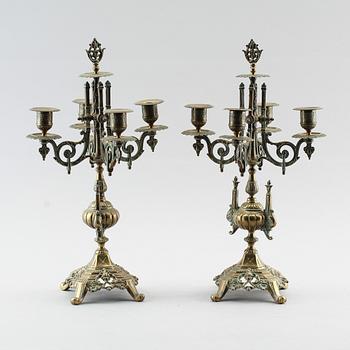 KANDELABRAR, 1 par, brons, 1800-talets andra hälft.